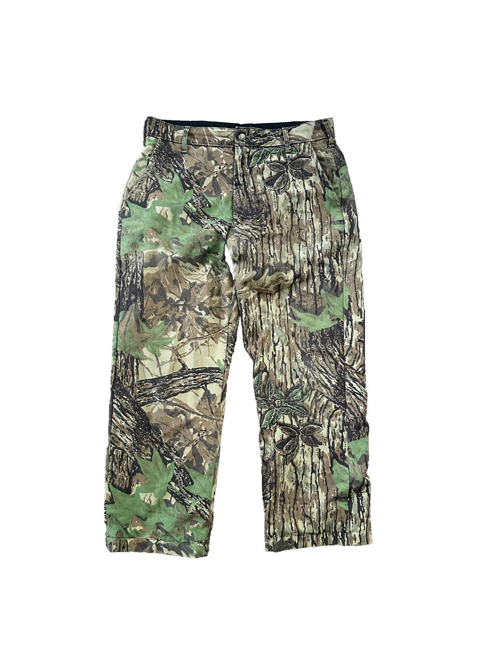 VTG 90s Cabela's Realtree Camo Fleece Pants Cargo Pocket 35x28 Made in the USA